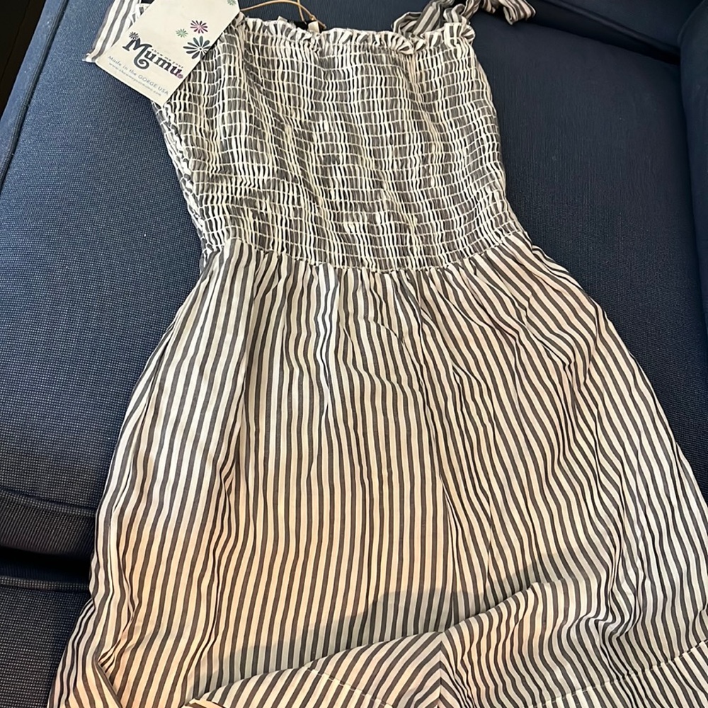 Show me your mumu romper navy and white stripes xs